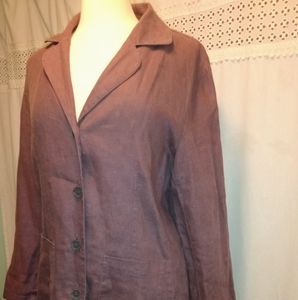 J. Jill 12 100% Linen Oversized Swing Jacket Blazer Shacket Purple Lagen look
